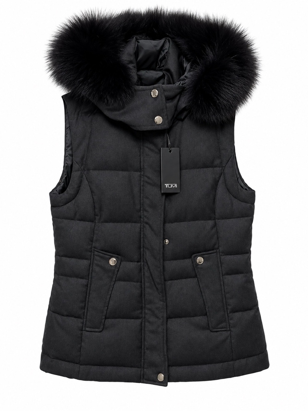 NWT $595 US TUMI Modena Luxurious Cashmere Blend Down Reversible Vest Sz XS
